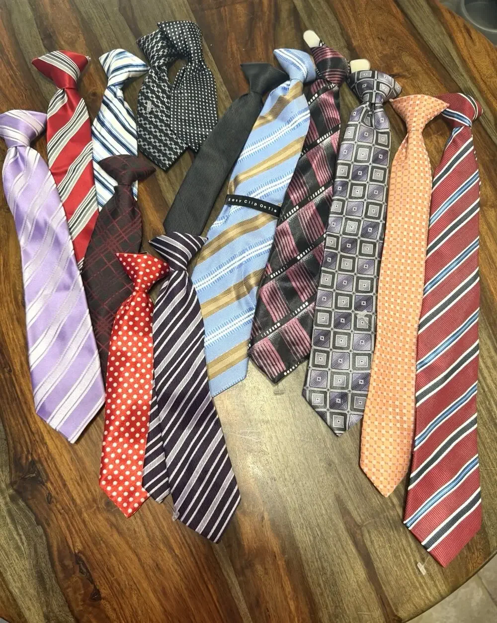Bulk Lot of 14 Boys Clip-On Neckties Assorted Colors Patterns 6